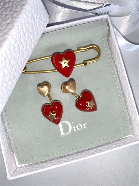 dior red heart earrings|christian mise en dior earrings.